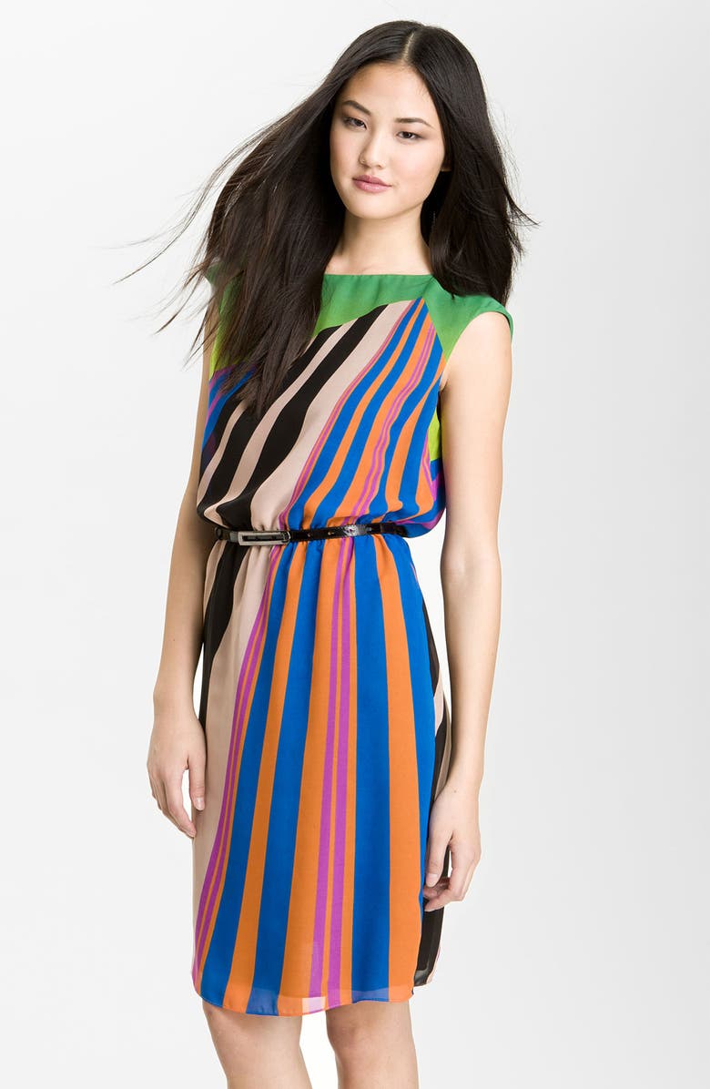 Adrianna Papell Print Chiffon Day Dress, Main, color,