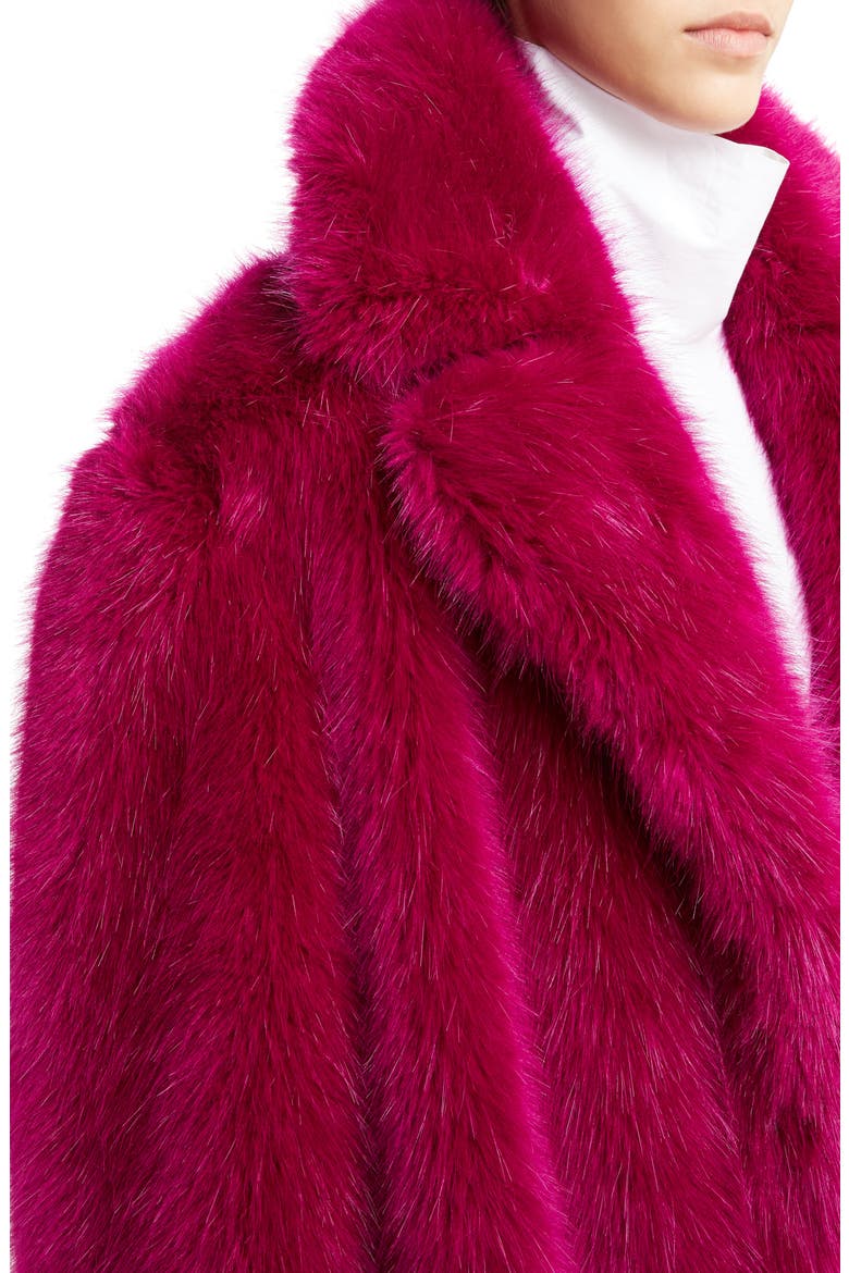 Faux Fur Teddy Bear Jacket, Alternate, color, FUCHSIA
