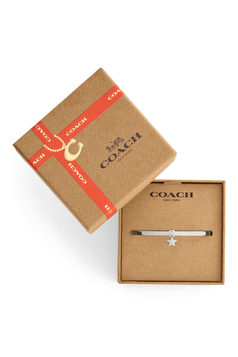 Star Charm Thin Hinge Bangle, Alternate, color, RHODIUM