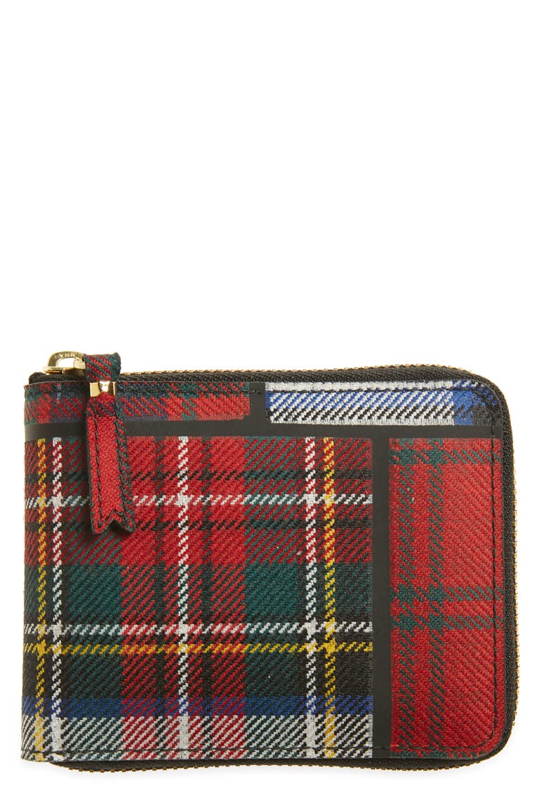 Tartan Patchwork Wool Wallet, Main, color, RED