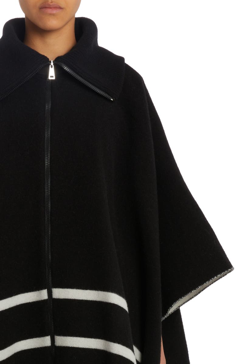 Moncler Fringe Wool Blend Cape, Alternate, color, 