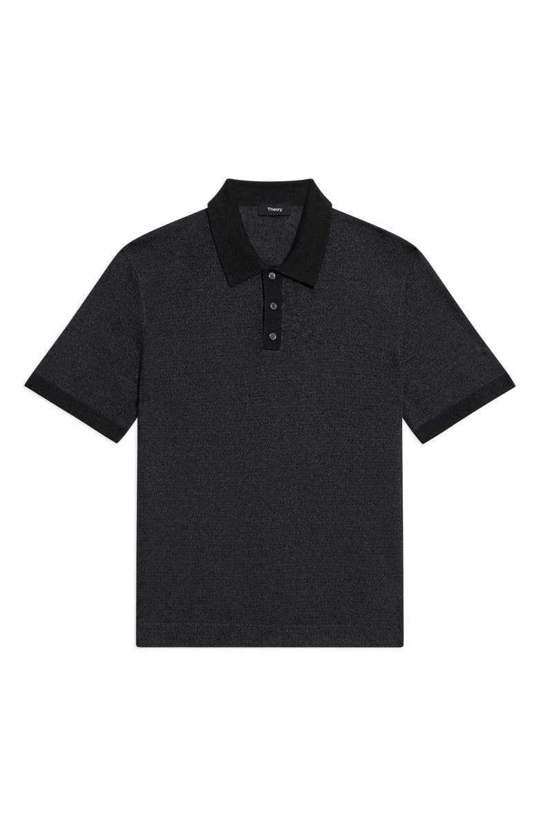 Theory Linen & Silk Polo, Alternate, color, Black