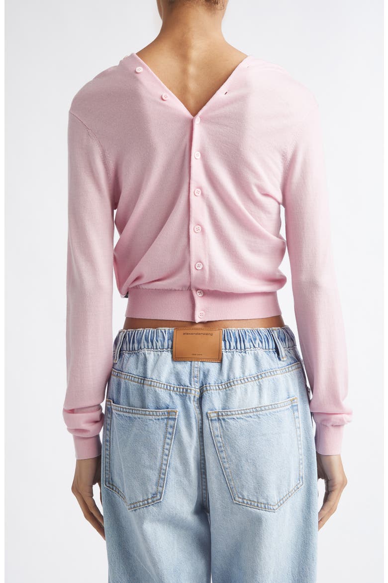 Crop Continuous Placket Wool Cardigan, Alternate, color, BALLET PINK