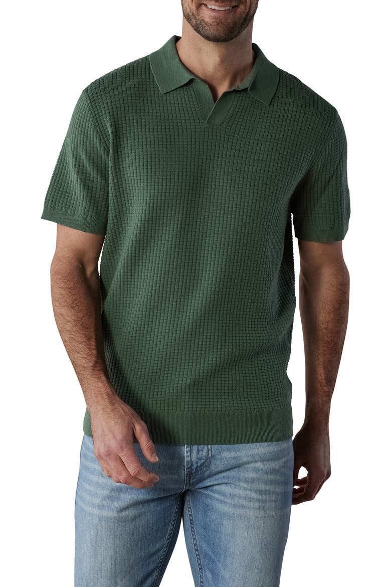 Waffle Knit Polo, Main, color, PINE