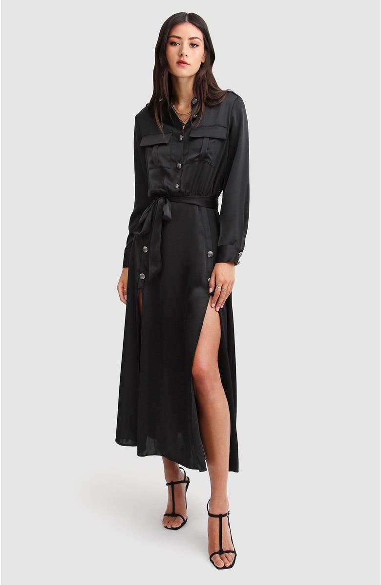 Belle & Bloom Lover To Lover Maxi Shirt Dress, Alternate, color, Black