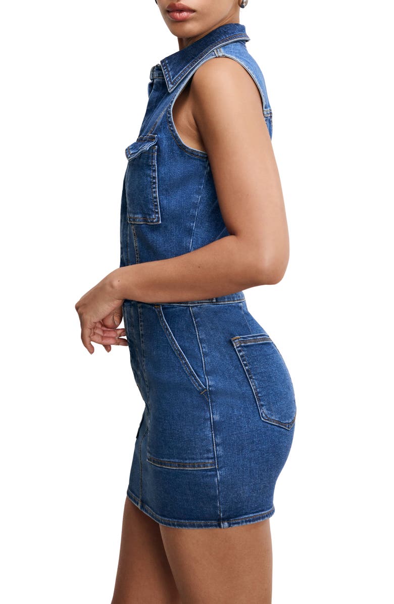 Good American Fit for Success Sleeveless Denim Minidress, Alternate, color, Indigo594
