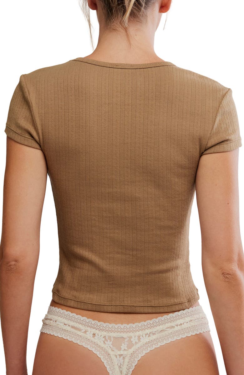 Free People Wait a Minute Rib Baby T-Shirt, Alternate, color, Antique Bronze