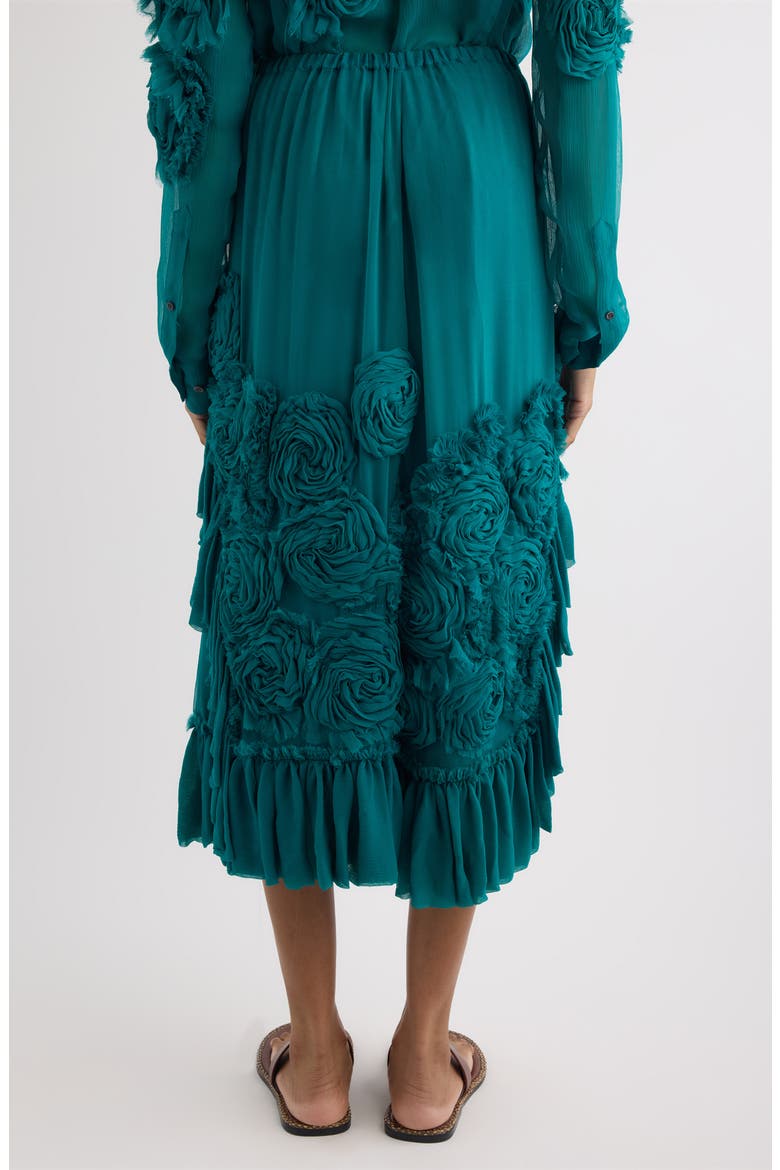 Sammy Bis Flower Appliqué Midi Skirt, Alternate, color, PETROL