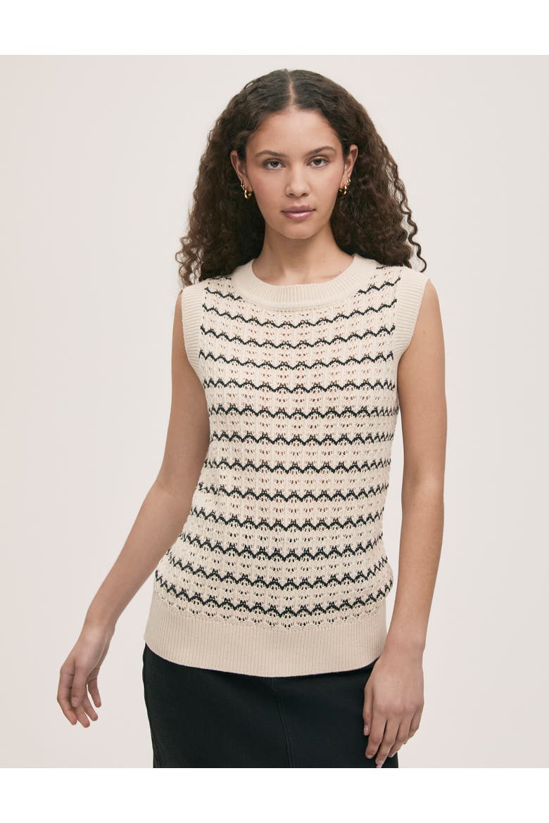 Dion Striped Knitted Sleeveless Top, Main, color, Ivory