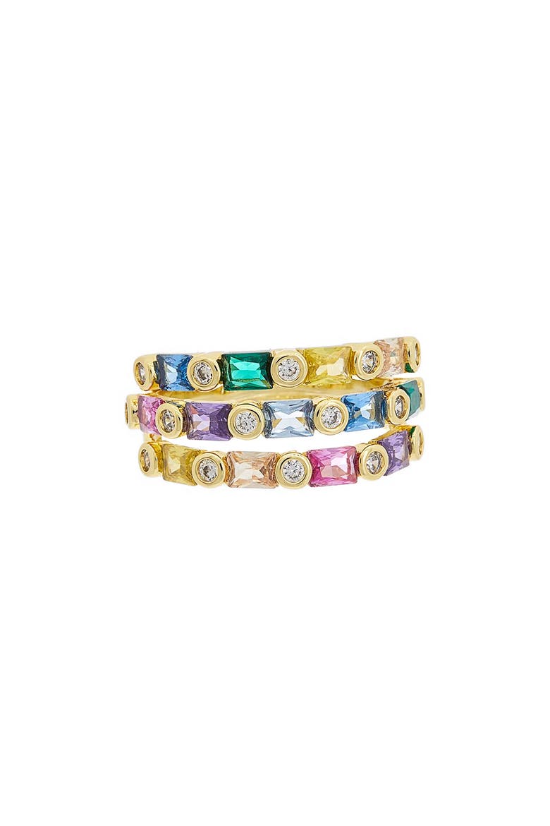 Rainbow Cubic Zirconia Multiband Ring, Main, color, YELLOW GOLD