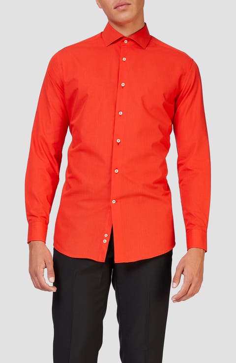 Red Devil Modern Tailored Fit Wrinkle Resistant Button-Up Shirt