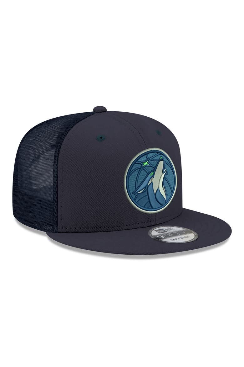 Men's New Era Navy Minnesota Timberwolves Core Logo Meshback 9FIFTY Snapback Hat, Alternate, color, Navy
