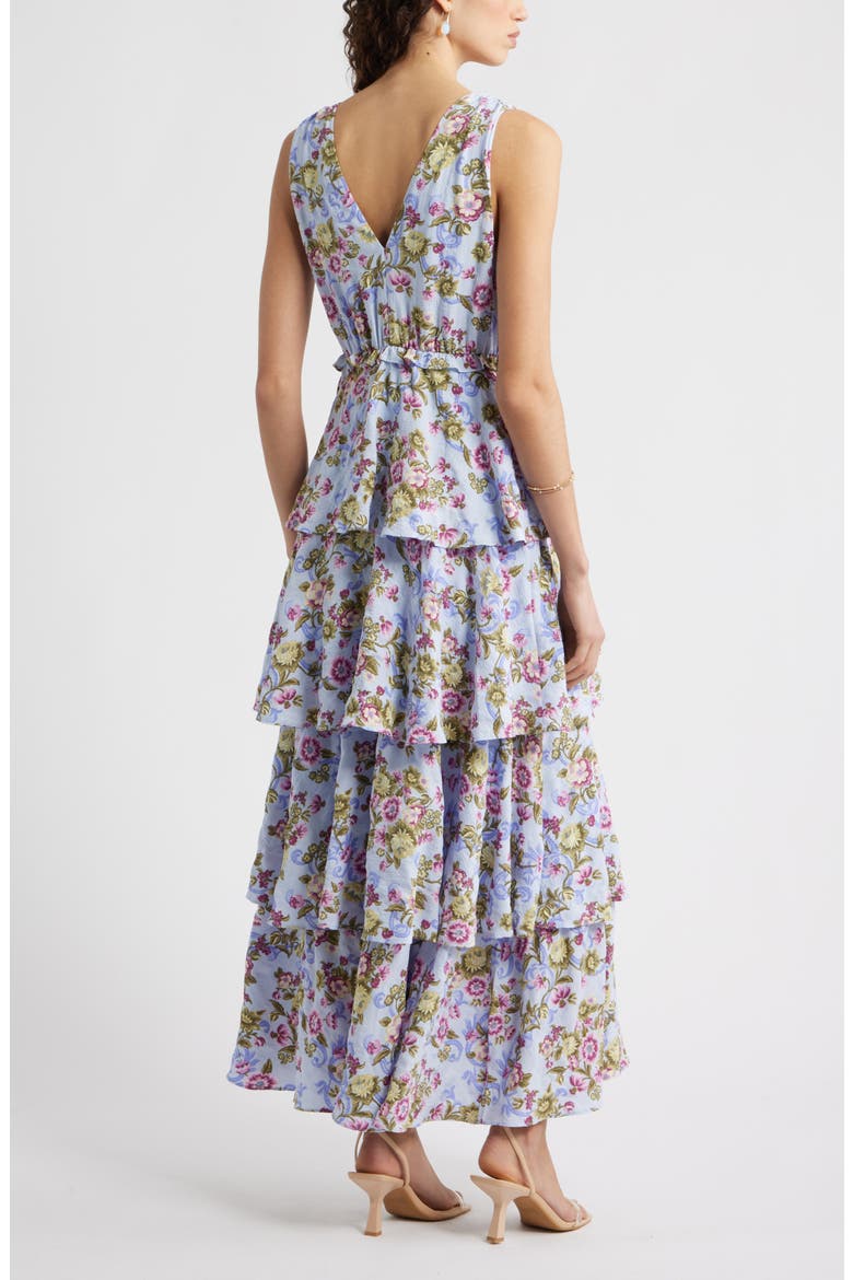 Floral Tiered Maxi Dress, Alternate, color, BLUE- SAVANNAH MEDALLION