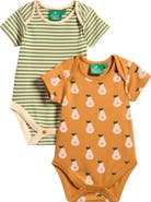 Little Green Radicals Summer Pears 2-Pack Assorted Organic Cotton Bodysuits