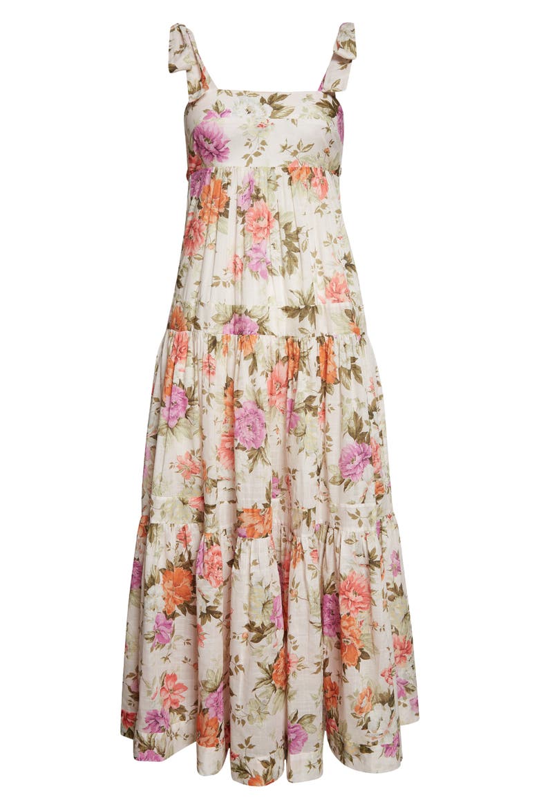 Pattie Tie Shoulder Cotton Maxi Dress, Alternate, color, CREAM FLORAL