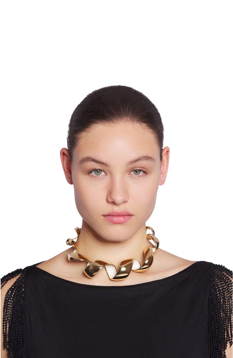 Lanvin MÉLODIE RIBBON NECKLACE, Alternate, color, Gold/Moon