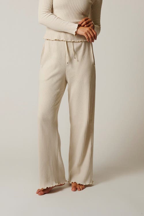 Leisure Lab Cotton Rib Pant In Cream