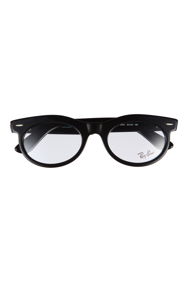 53mm Oval Optical Glasses, Main, color, BLACK