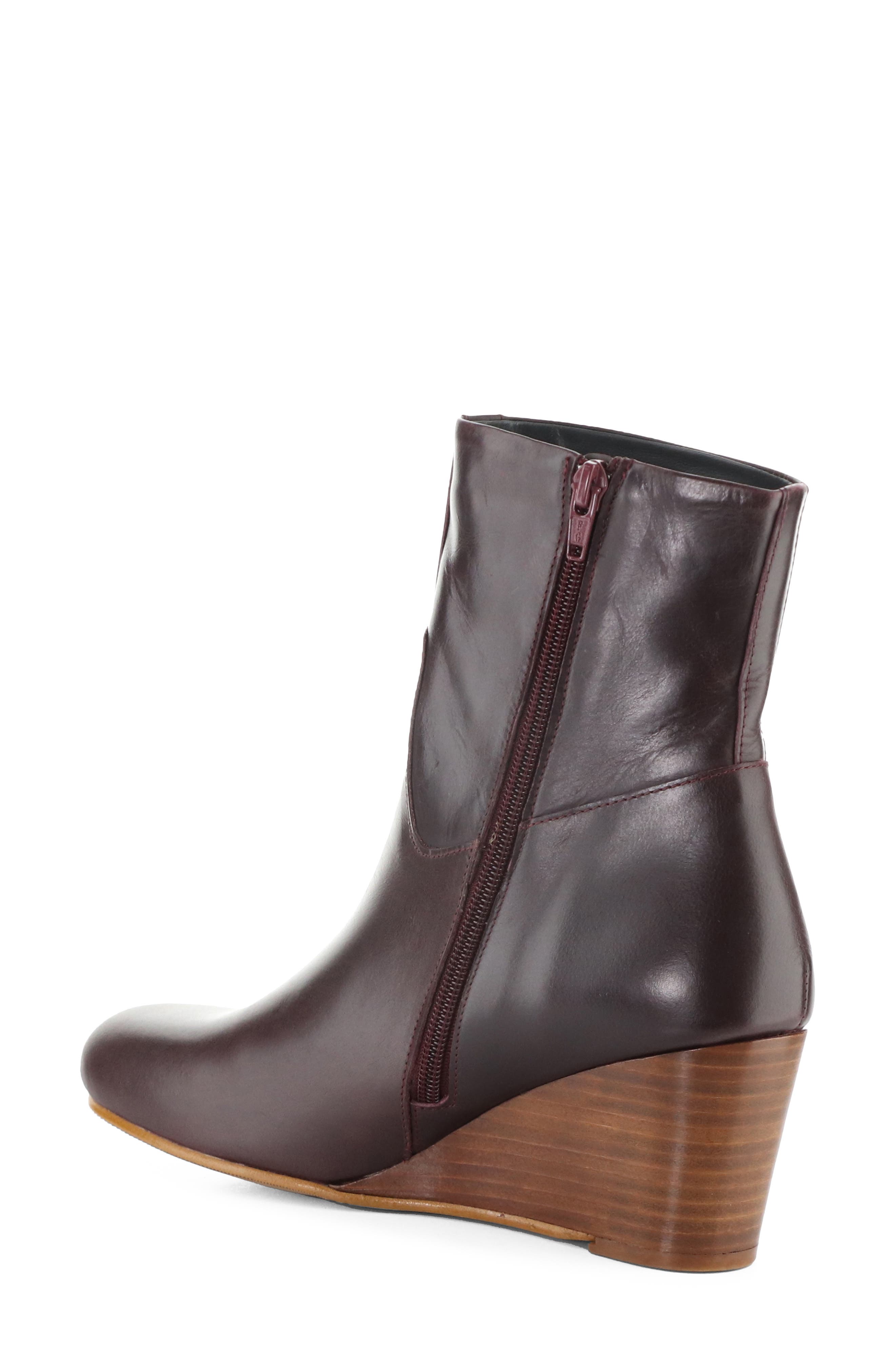 Tael Leather Wedge Bootie, Alternate, color, WINE
