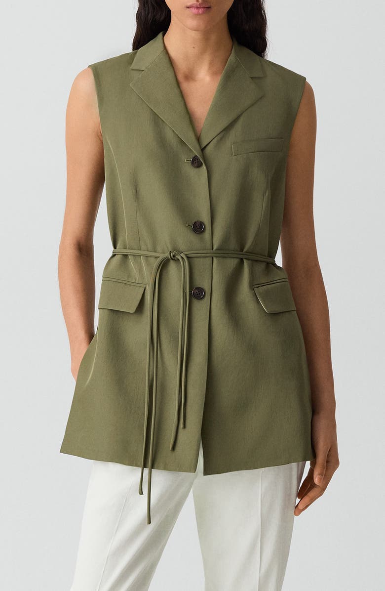 Theory 3-Button Slash Vest, Main, color, Forest Moss