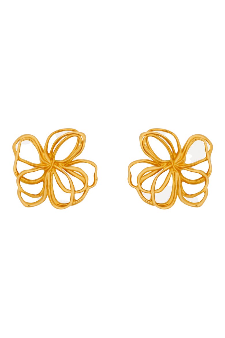 Wire Flower Stud Earrings, Main, color, GOLD