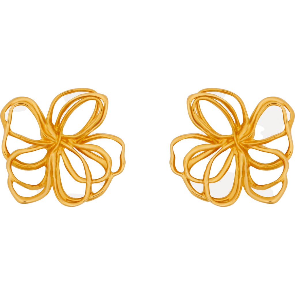 Oscar De La Renta Threaded Flower Earrings In Gold