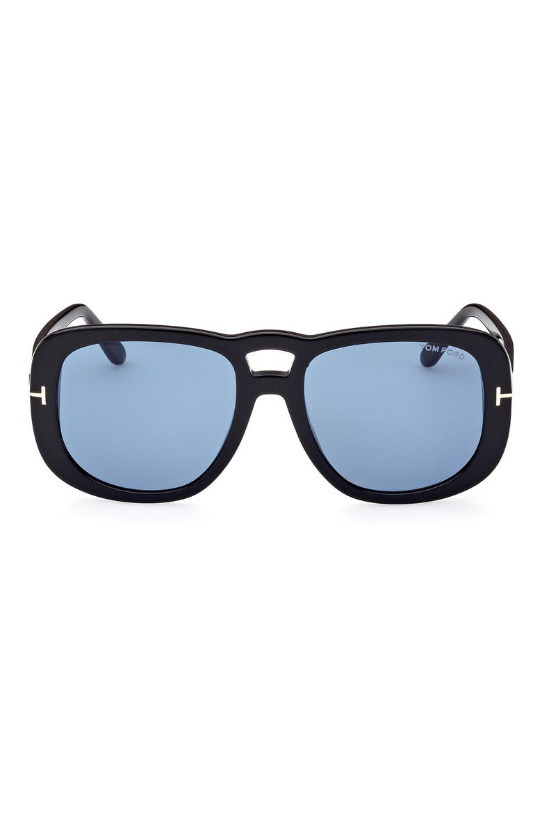 56mm Gradient Aviator Sunglasses, Main, color, SHINY BLACK / BLUE