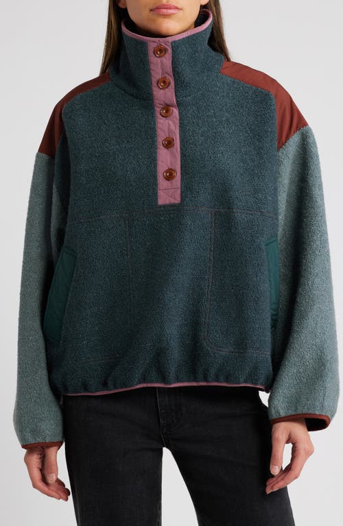 Sessun Sessùn Portomarin Fleece Colorblock Pullover In Malachite