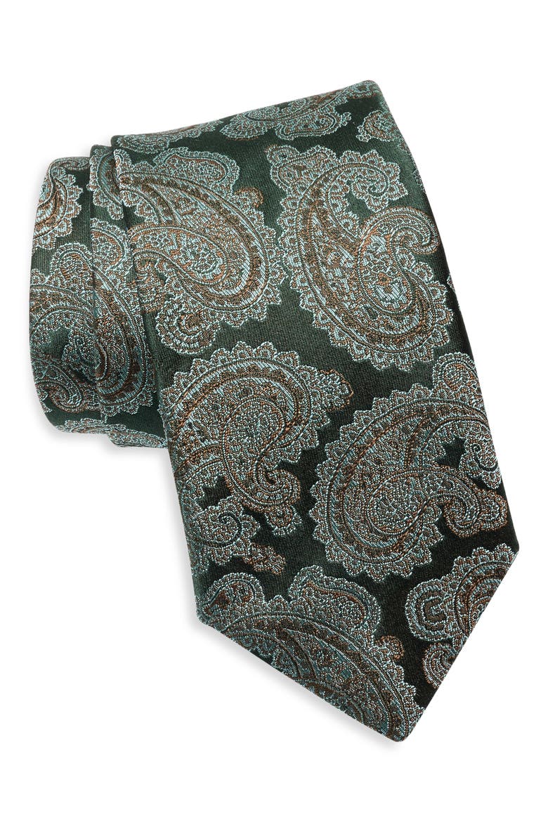 Paisley Silk Tie, Main, color, GREEN