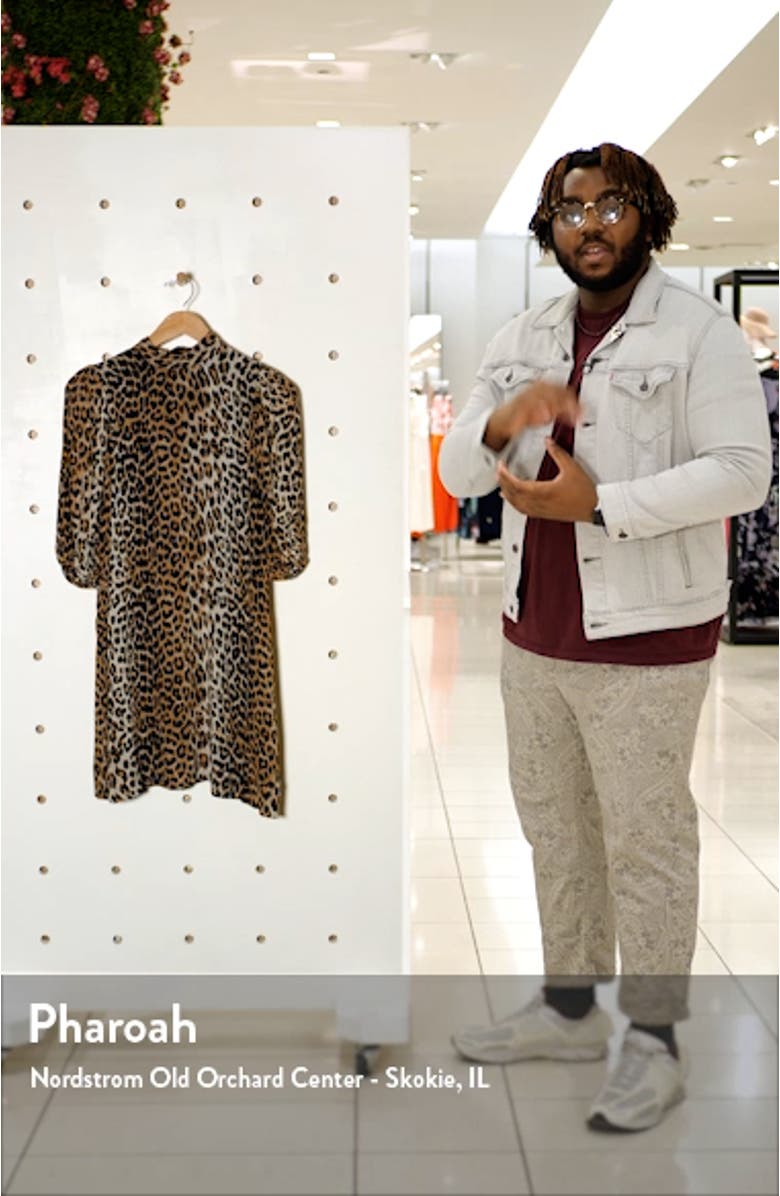 Leopard Print Puff Sleeve Georgette Minidress, sales video thumbnail