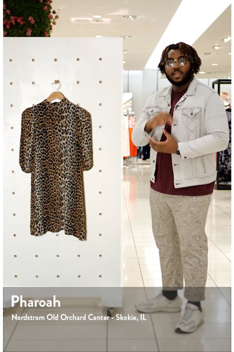 Leopard Print Puff Sleeve Georgette Minidress video