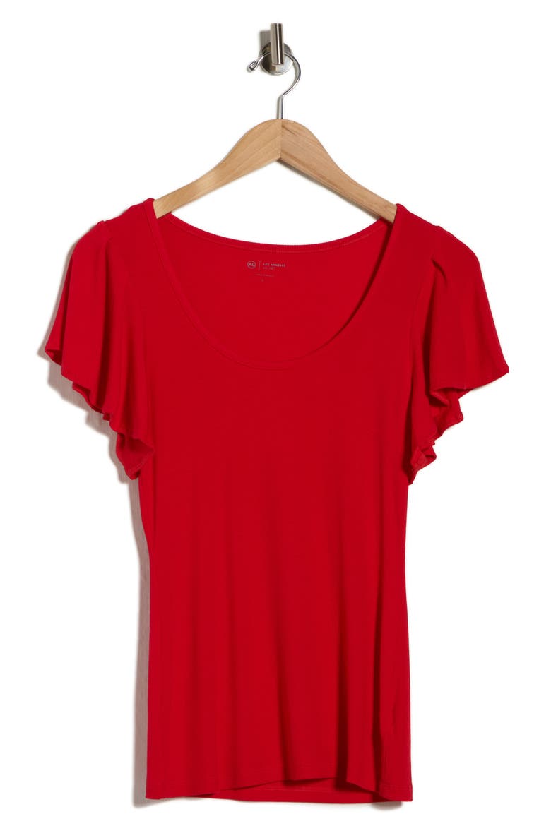 Sisley Flutter Sleeve T-Shirt, Main, color, TRUE RED