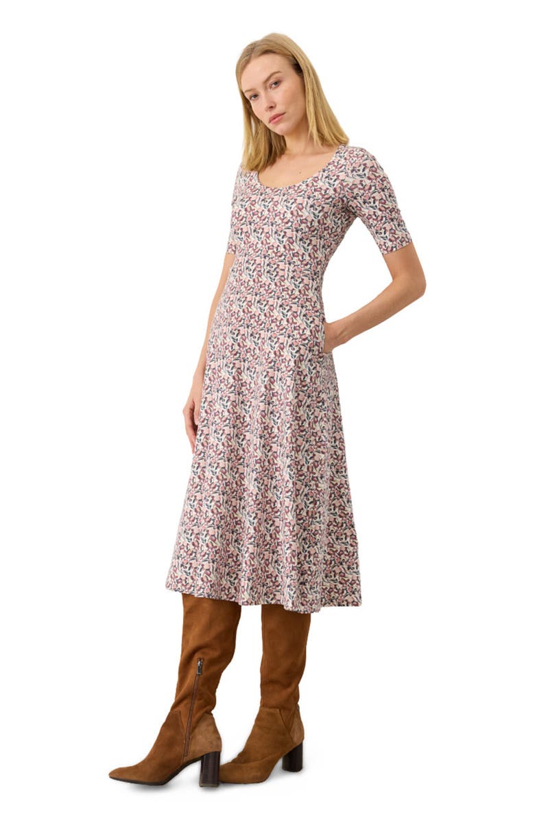 Pact Fit & Flare Signature Scoop Dress Made With Organic Cotton, Main, color, Paradise Petals Cream