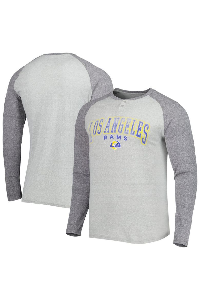 Men's Concepts Sport Heather Gray Los Angeles Rams Ledger Raglan Long Sleeve Henley T-Shirt, Main, color, Gray