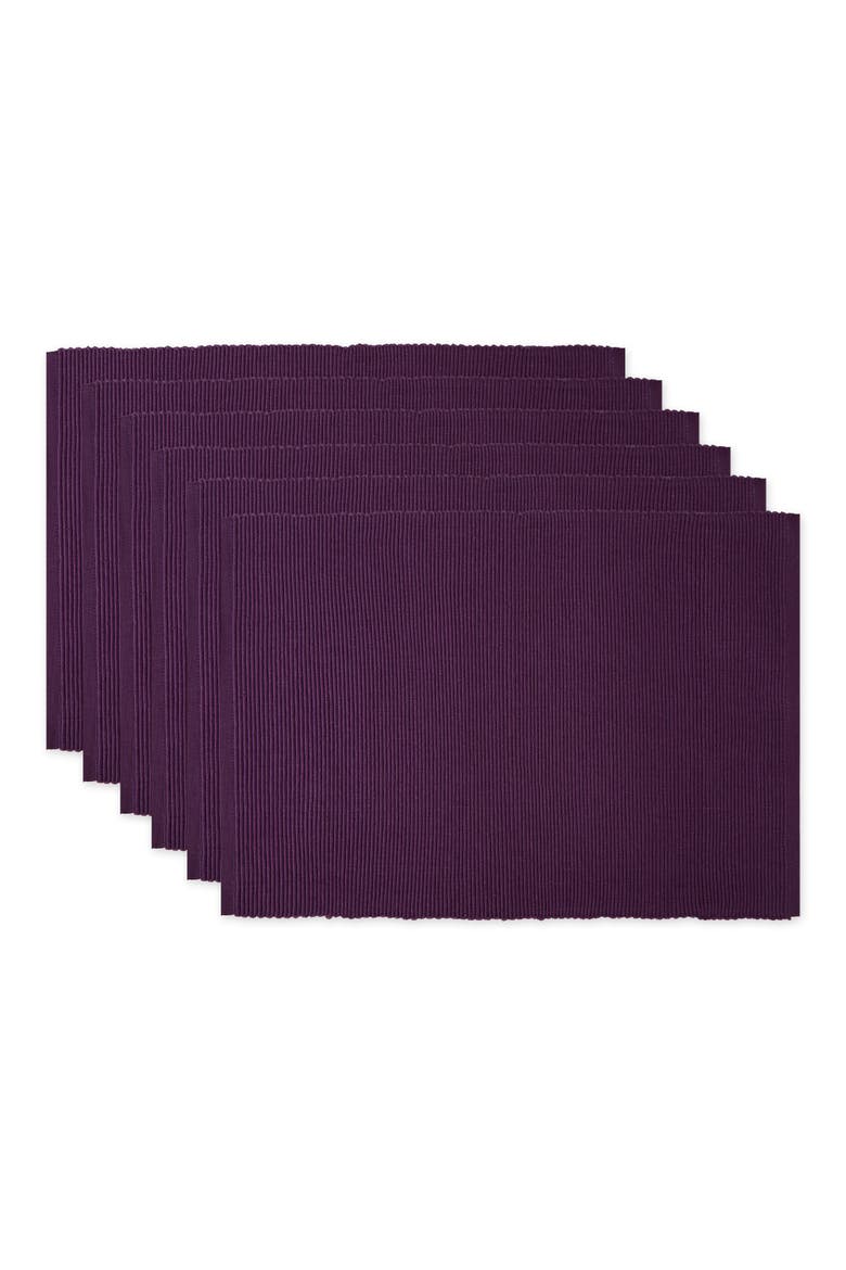 Everyday Ribbed Placemat Set/6, Main, color, Eggplant