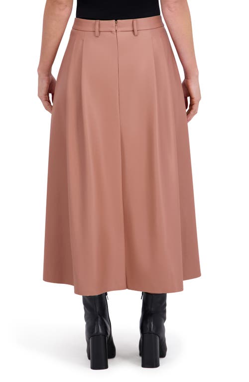 Ookie & Lala Supersoft Faux Leather Pocketed Maxi Skirt In Brown