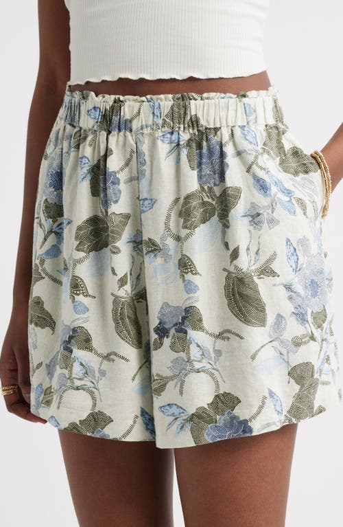 Treasure & Bond Print Linen Blend Shorts In White