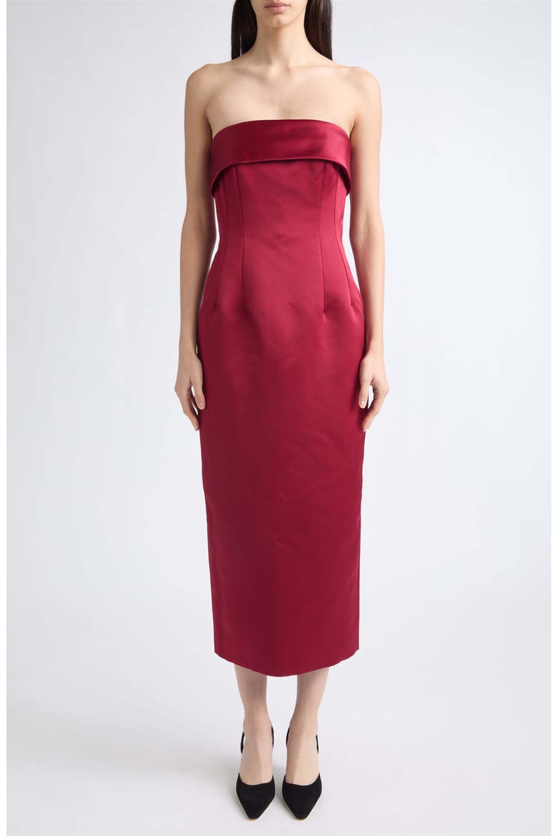Keeley Strapless Satin Cocktail Dress, Main, color, CHRISTMAS RED