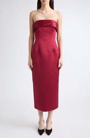 Emilia Wickstead Keeley Strapless Satin Cocktail Dress