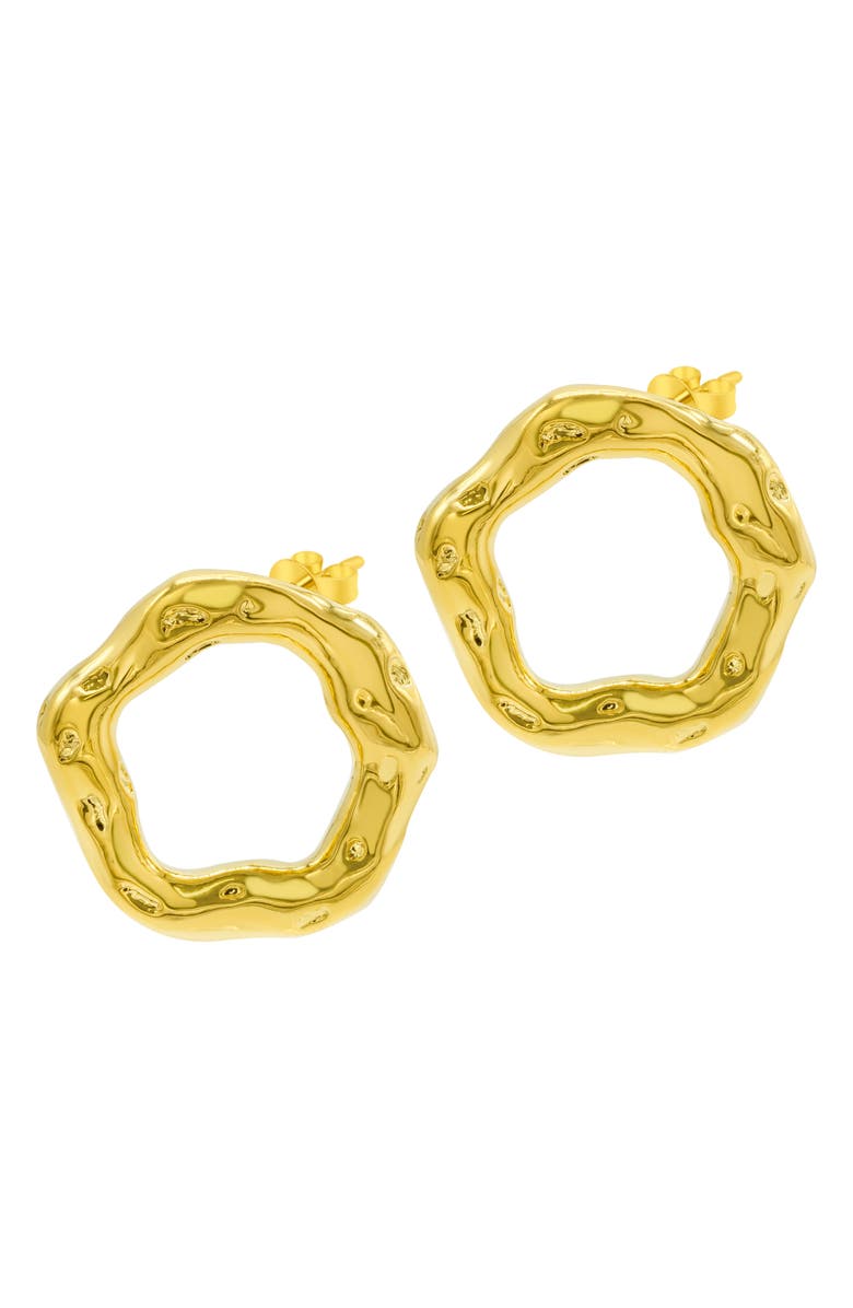 Adornia Water Resistant Hammered Front Hoop Earrings, Main, color, Gold