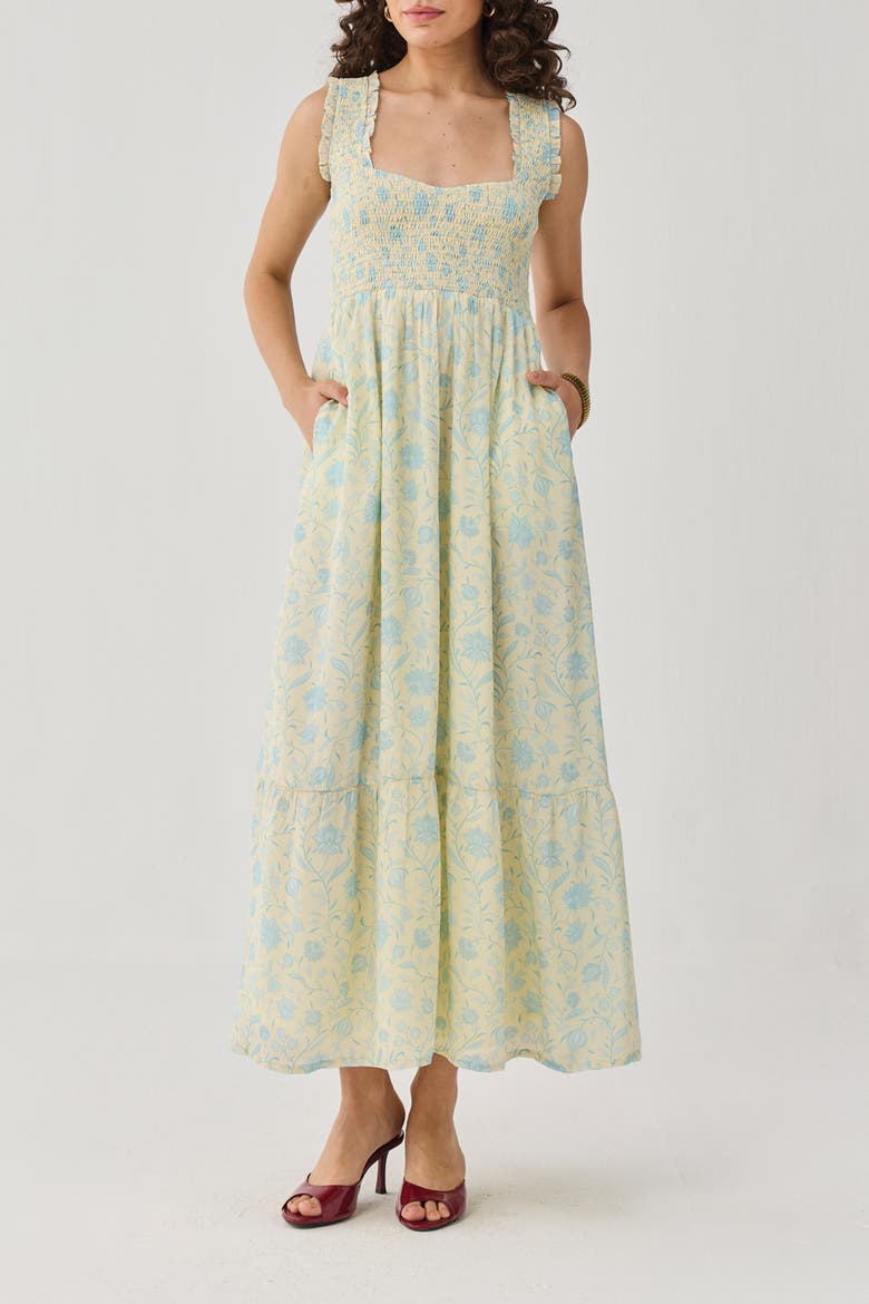 The Smocked Maxi Dress, Main, color, Butter Bloom