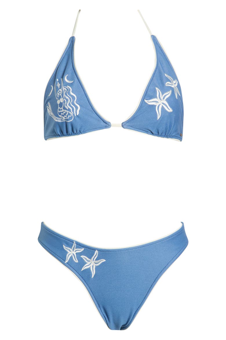 Catalina Denim Triangle Bikini Top, Alternate, color, VINTAGE BLUE