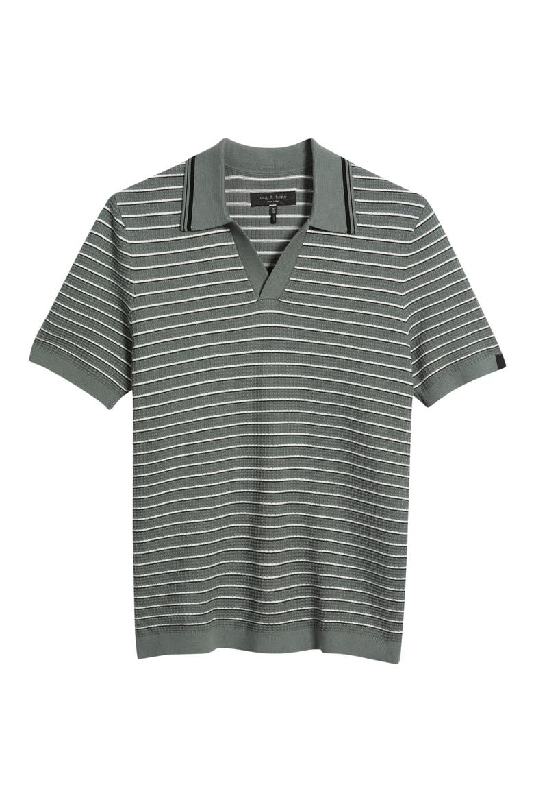 Aaron Stripe Johnny Collar Polo, Alternate, color, GREY STRIPE