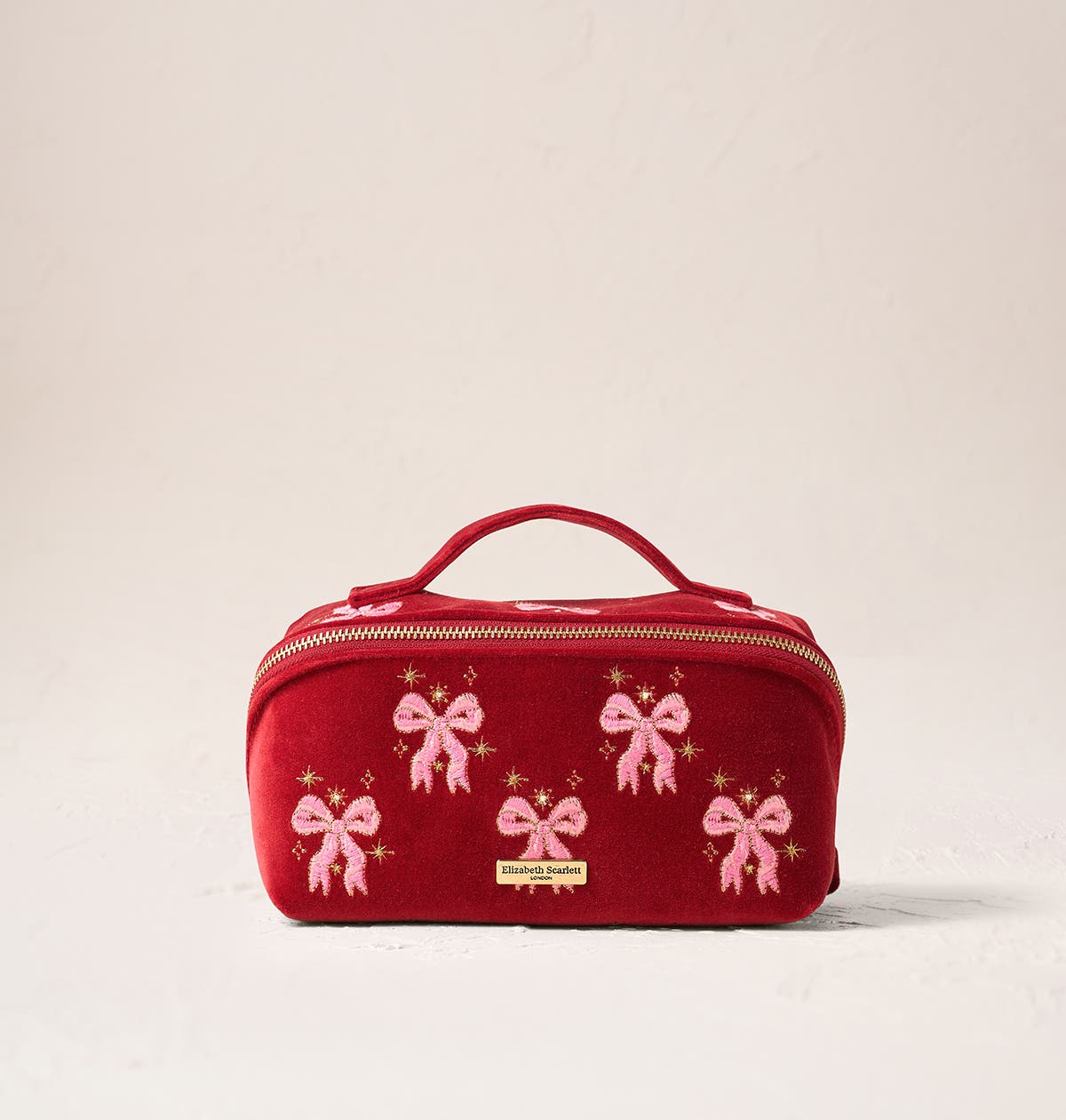 Elizabeth Scarlett Dazzling Bows Velvet Open Flat Makeup Bag In Multi