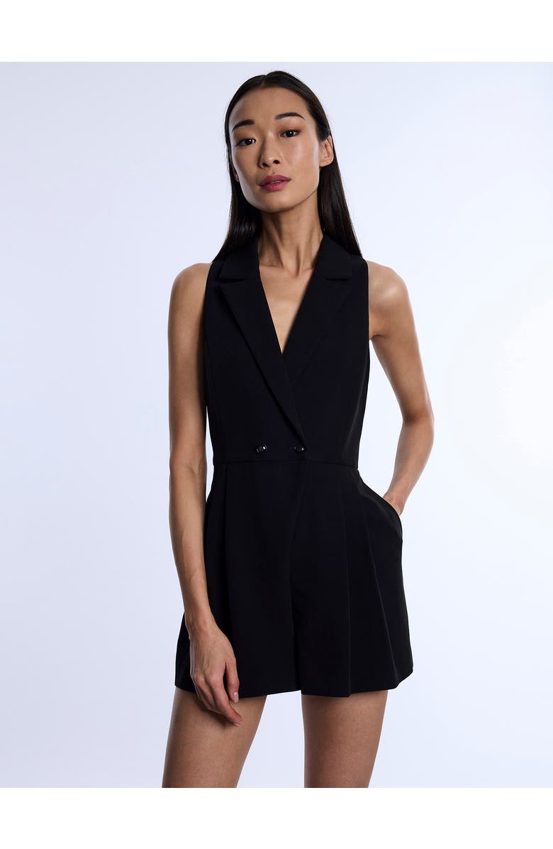 BCBGMAXAZRIA Tailored Sleeveless Romper, Alternate, color, Black