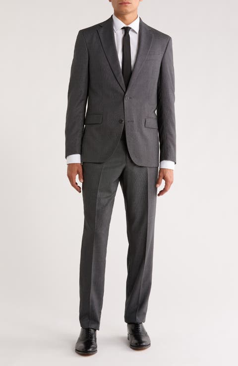 Jake Grey Solid Wool Suit (Regular & Long)