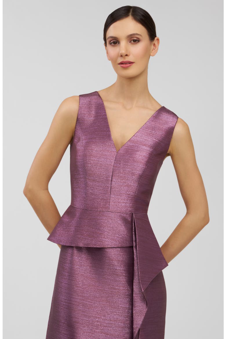 Octavia Metallic Column Gown, Alternate, color, DEEP MINK