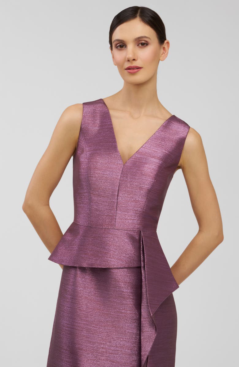 Kay Unger Octavia Metallic Column Gown, Alternate, color, Deep Mink