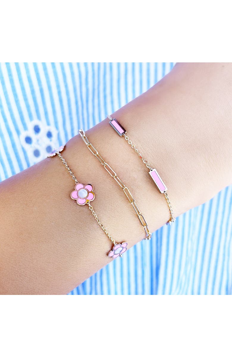 The Lovery Fine Jewelry Bubblegum Pink Daisy Bracelet, Alternate, color, Bubblegum Pink