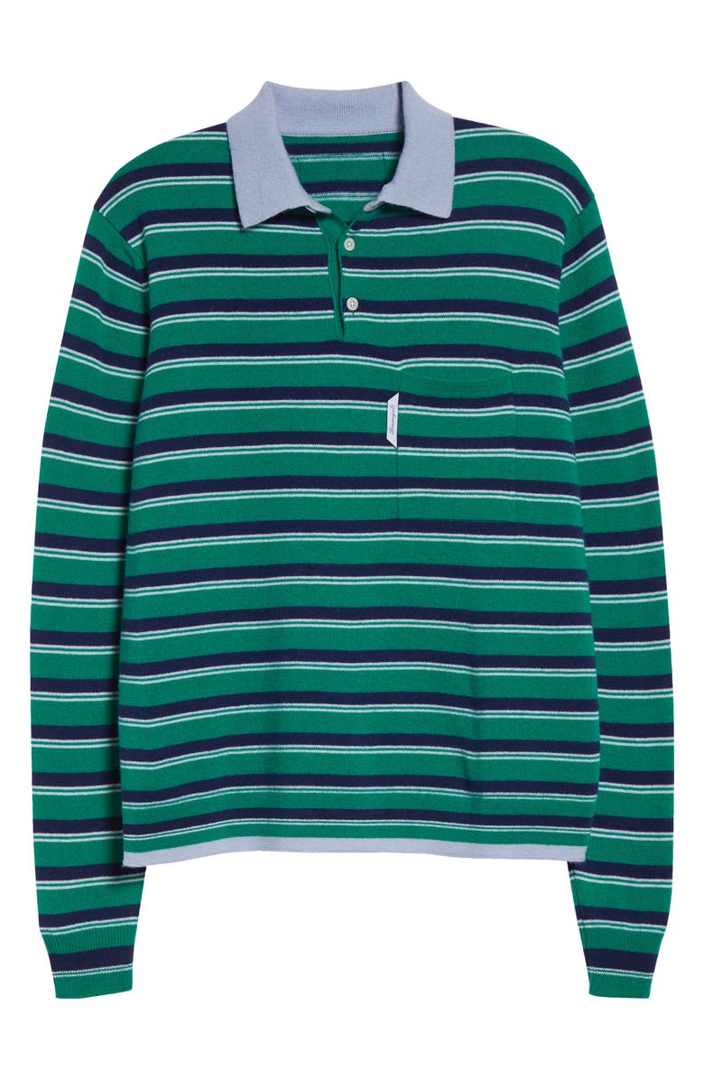 Hommegirls Stripe Wool & Cashmere Polo Sweater, Main, color, Green Stripe